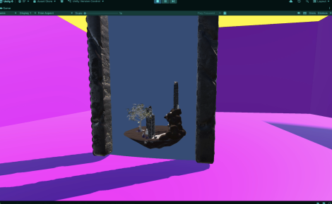 The island world seen through the portal shader
